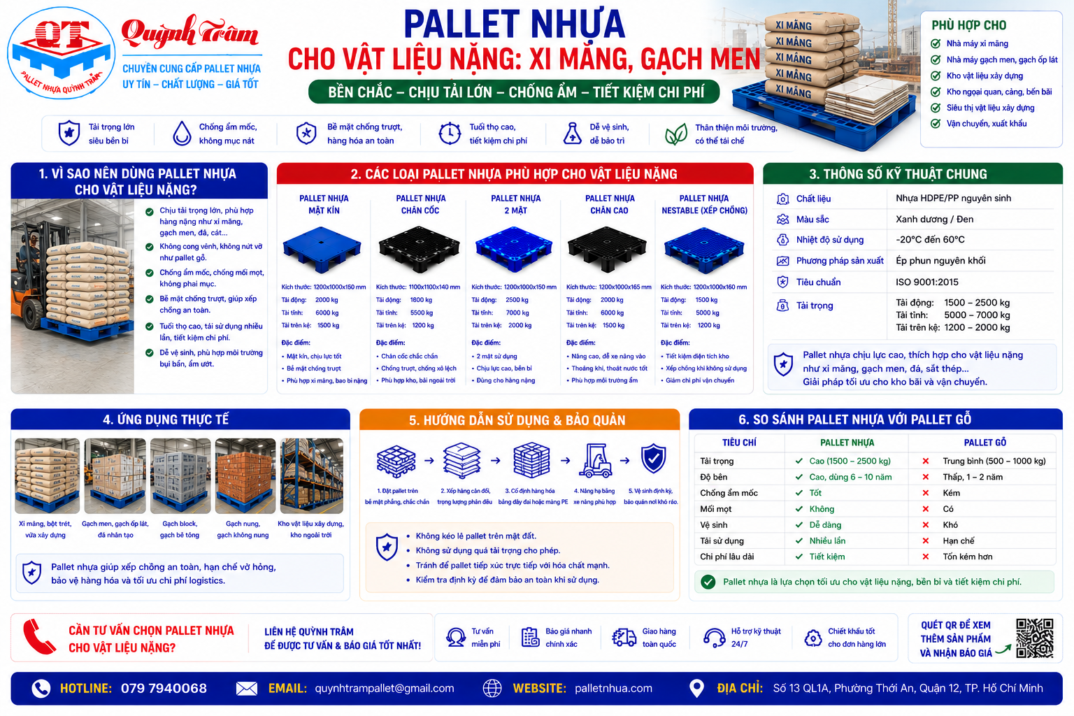 Pallet Nhựa Cho Vật Liệu Nặng: Xi Măng, Gạch Men