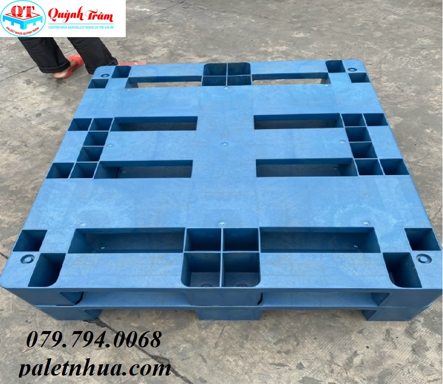 Pallet Nhựa Kê Gạo 1200x1000x150mm Xanh Tái Sinh.
