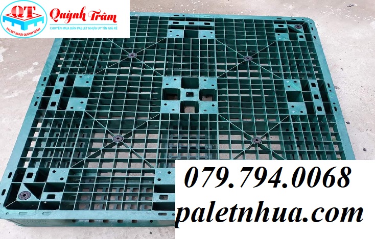 Pallet Nhựa Đã Qua Sử Dụng 1100x1100x150 mm Xanh Lá.